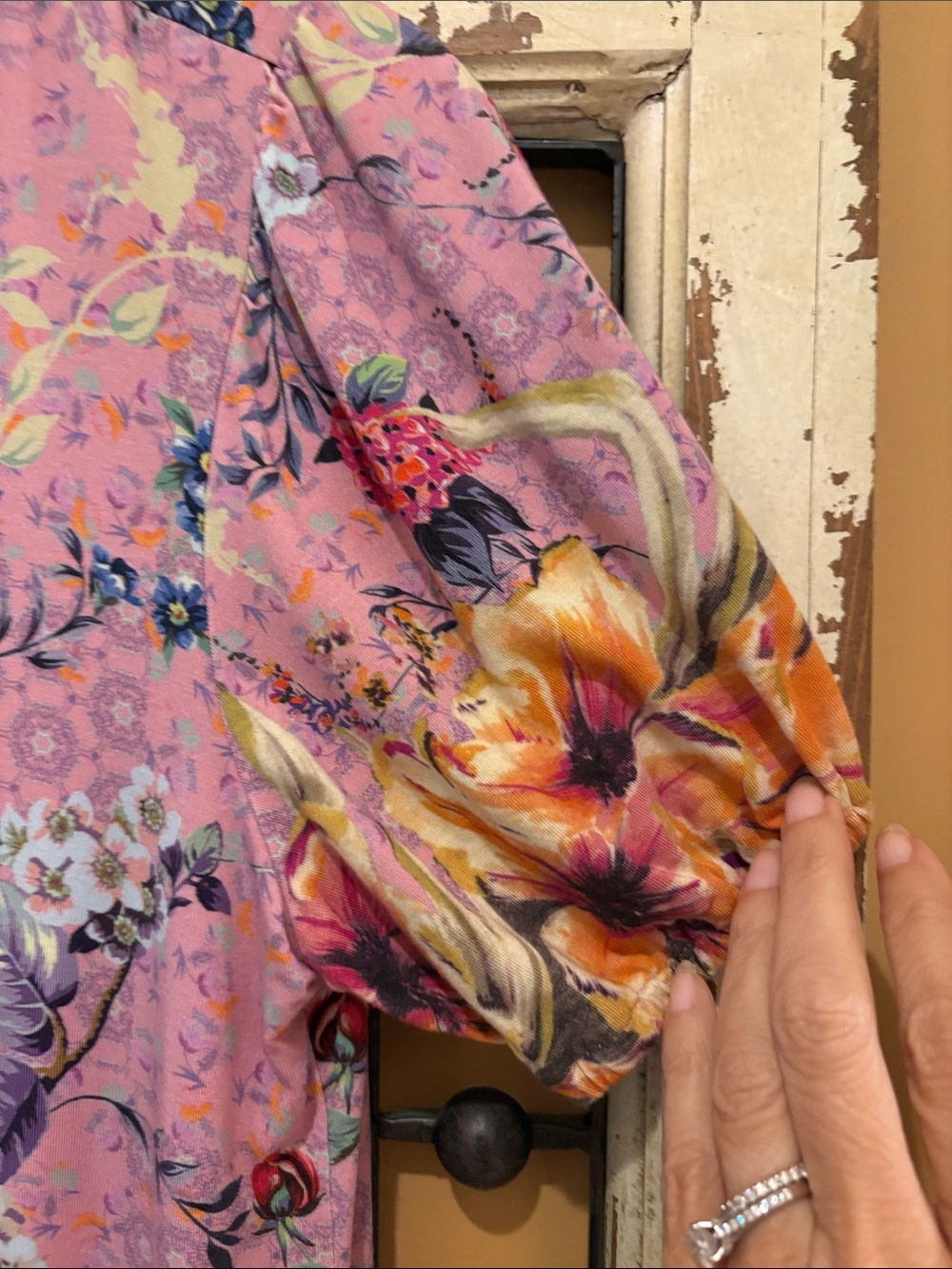 Johnny Was Pink Floral Short Sleeve Blouse - Picture 3 of 5